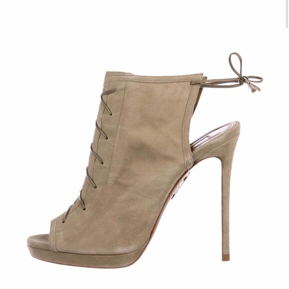 Aquazzura Suede Peep-toe Pumps   - Picture 1 of 7